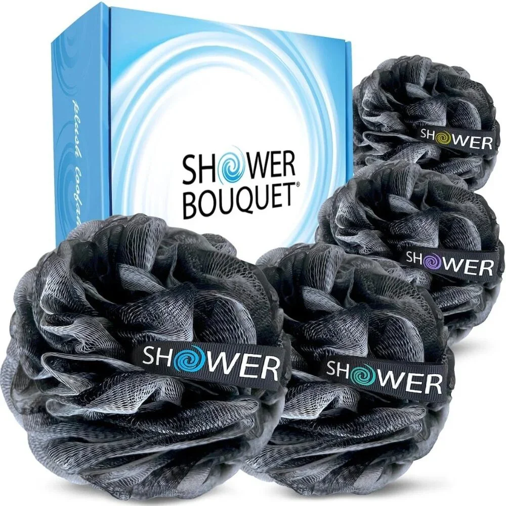 Shower Bouquet 4-PACK Loofahs Men Women Bath Sponge Exfoliating Body Scrubber XL